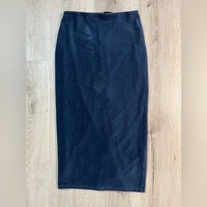 Cooperative Midi Pencil Skirt / Size XS / Blue Ribbed Velvet